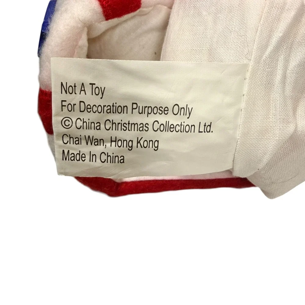 VTG 90s Patriotic Snowman Christmas Stocking Red Felt Americana Stars Stripes